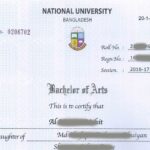 জাতীয় বিশ্ববিদ্যালয়ের মূল সার্টিফিকেট নমুনা